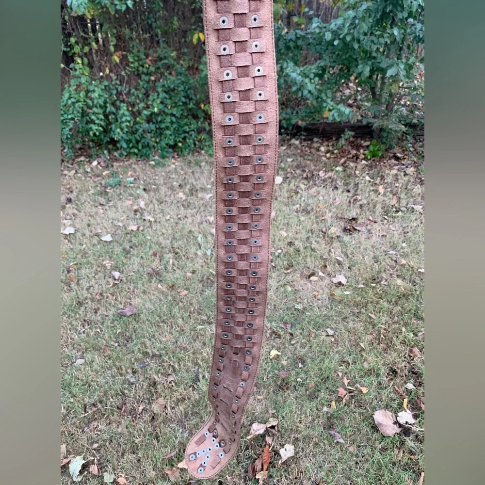 Vintage Oversized Riveted Woven Leather Belt